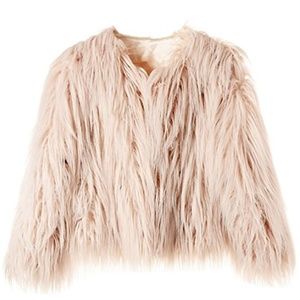 Pink/Mauve Fluffy Faux Fur Coat Jacket